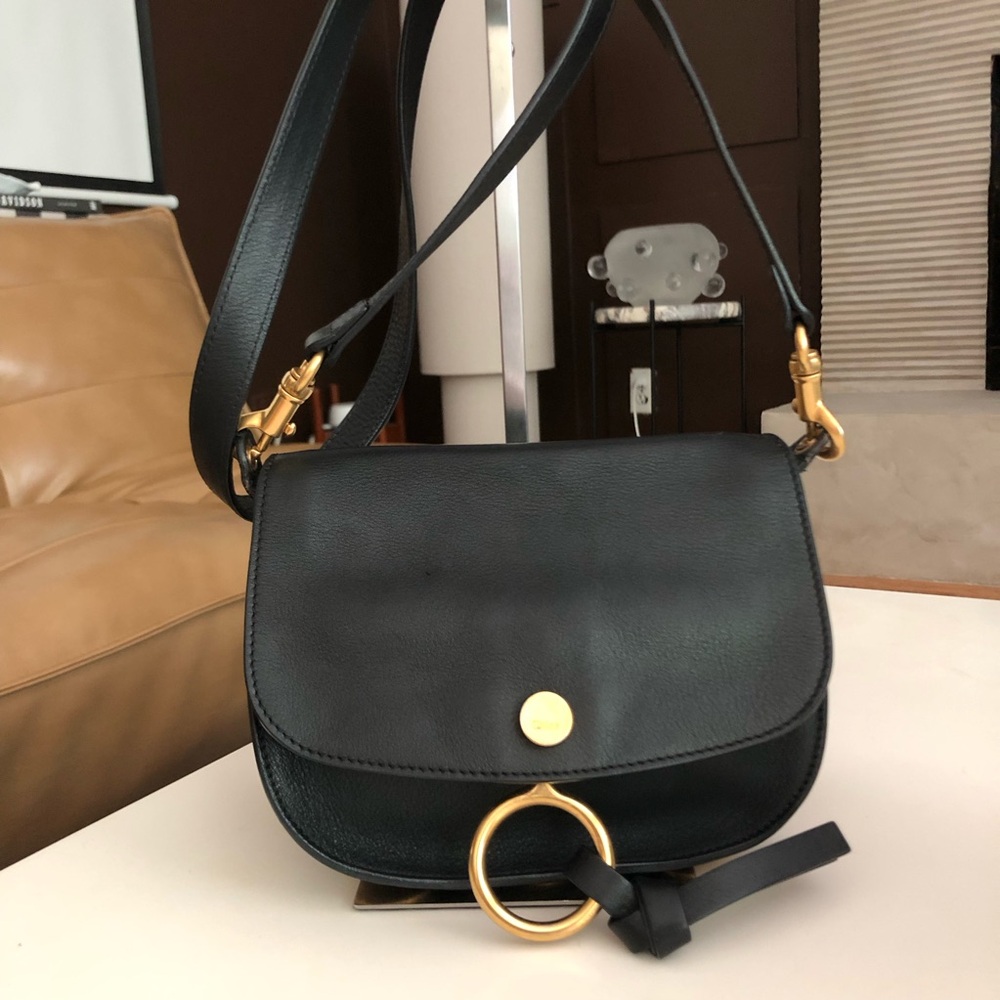 Chloé Kurtis Black Leather Crossbody with Gold Hardware - Picture 2 of 10
